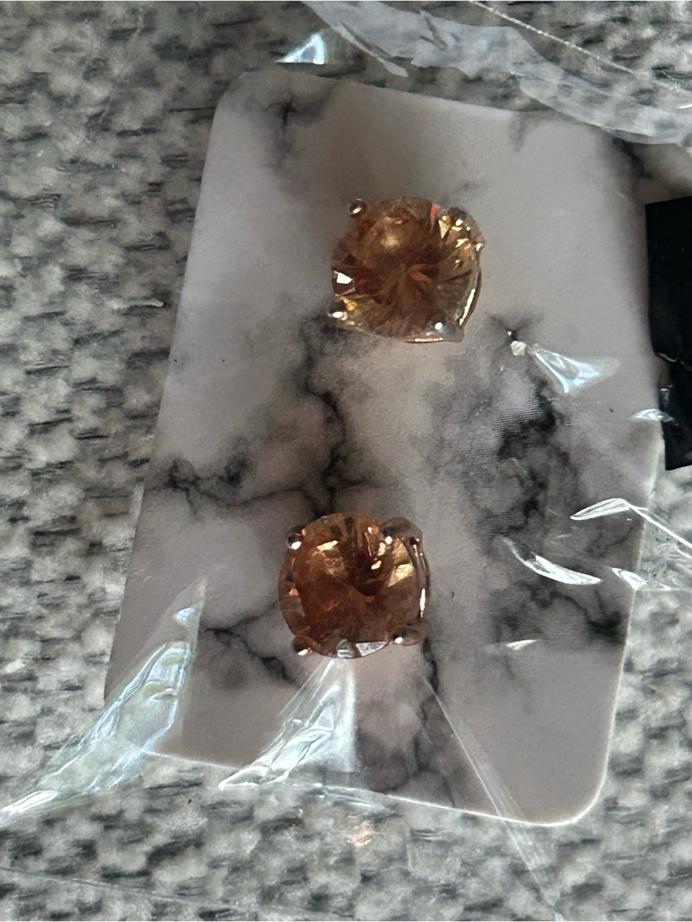 Champagne Crystal Stud Earrings - Women Jewelry gold & rose gold over silver